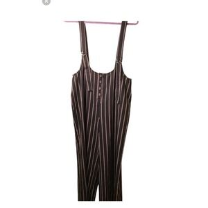 Forever 21 Striped Overalls Jumpsuit Button Front Suspender Ladies Large
